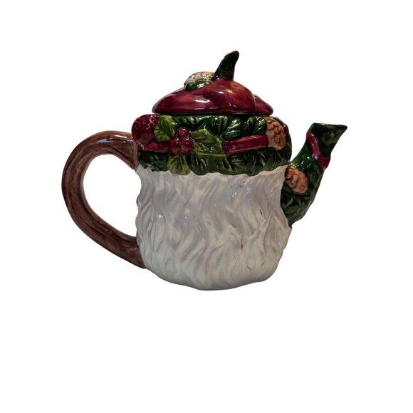 Vintage Hand-Painted Santa Claus Teapot With Lid Holiday Decor Ceramic Festive C - Picture 3 of 8